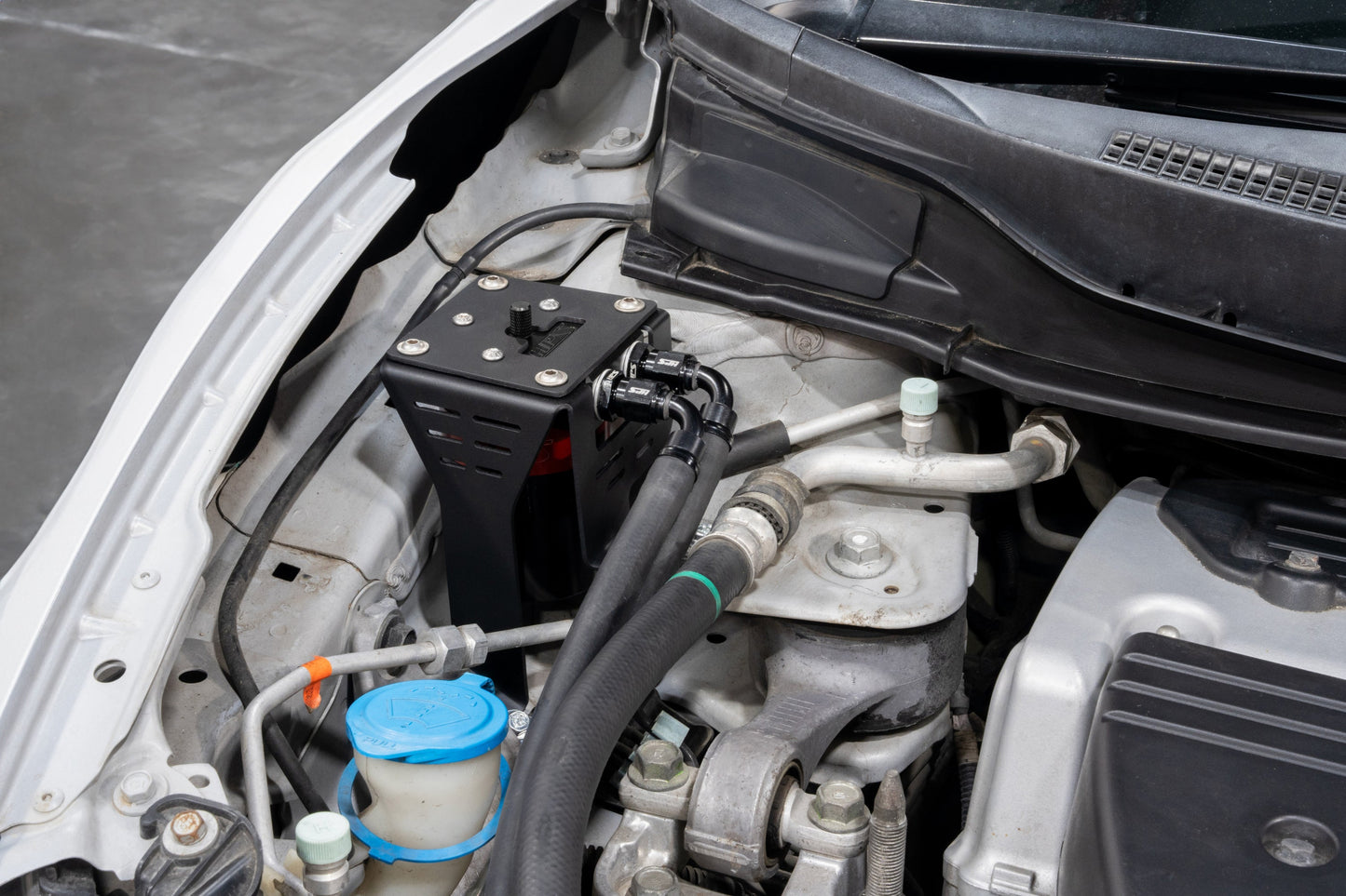 HPS Performance Aluminum Oil Catch Can Kit 2012-2015 Honda Civic Si 2.4L K24Z7, Blue, 860-027BL