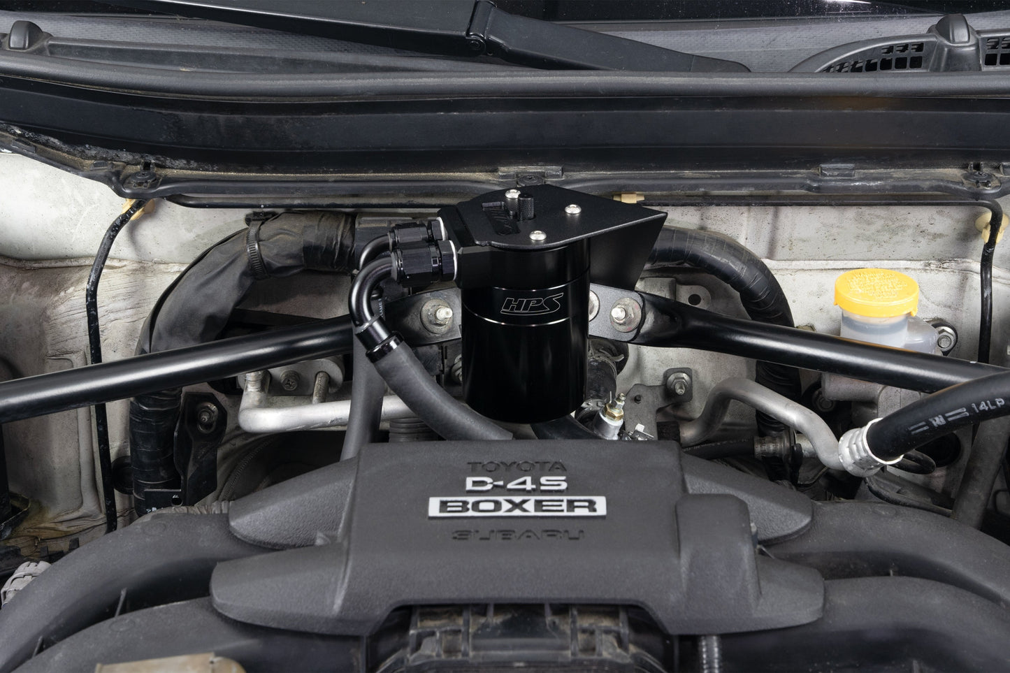 HPS Performance Aluminum Oil Catch Can Kit 2013-2016 Scion FR-S 2.0L FA20, Black, 860-030WB