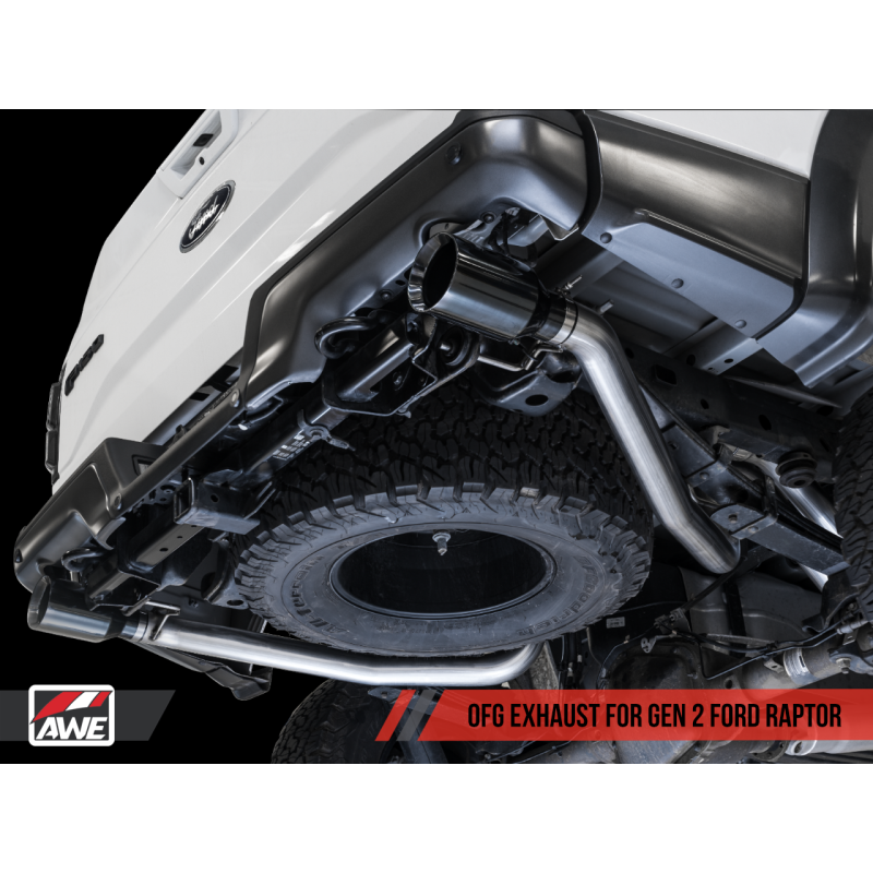 AWE Tuning 2017+ Ford Raptor 0 FG Performance Exhaust System - w/ Diamond Black Tips