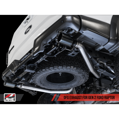AWE Tuning 2017+ Ford Raptor 0 FG Performance Exhaust System - w/ Diamond Black Tips