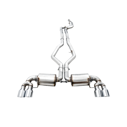 AWE Tuning 2019+ BMW M340i (G20) Non-Resonated Touring Edition Exhaust - Quad Chrome Silver Tips