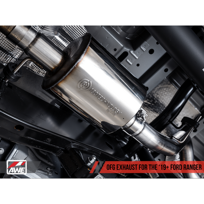 AWE Tuning 2019+ Ford Ranger 0FG Performance Exhaust System w/Chrome Silver Tips & Bash Guard