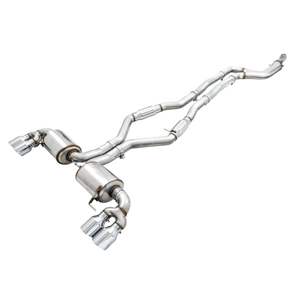 AWE Tuning 2019+ BMW M340i (G20) Resonated Touring Edition Exhaust - Quad Chrome Silver Tips