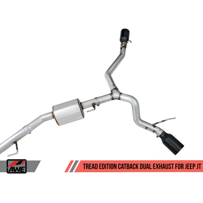 AWE Tuning 20-21 Jeep Gladiator JT 3.6L Tread Edition Cat-Back Dual Exhaust - Diamond Black Tip