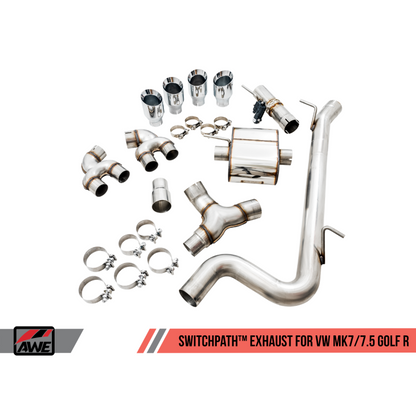 AWE Tuning Volkswagen Golf R MK7.5 SwitchPath Exhaust w/Chrome Silver Tips 102mm
