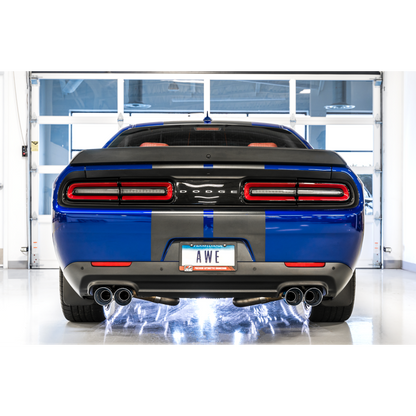 AWE Tuning 2017+ Challenger 5.7L Touring Edition Exhaust - Non-Resonated - Chrome Silver Quad Tips