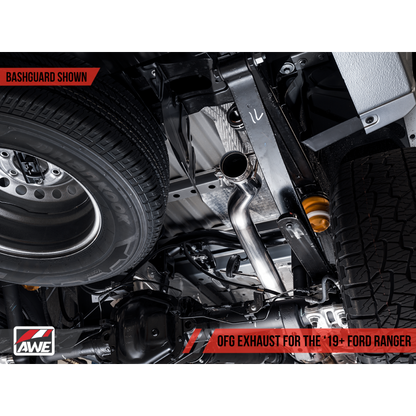 AWE Tuning 2019+ Ford Ranger 0FG Performance Exhaust System w/Chrome Silver Tips & Bash Guard