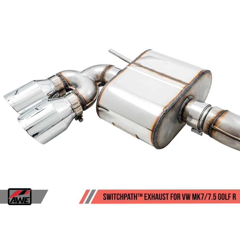 AWE Tuning Volkswagen Golf R MK7.5 SwitchPath Exhaust w/Chrome Silver Tips 102mm