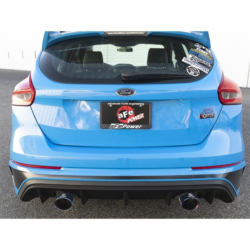 aFe Takeda 3in 304 SS Axle-Back Exhaust System w/ Blue Flame Tip 16-18 Ford Focus RS 2.3L (t)
