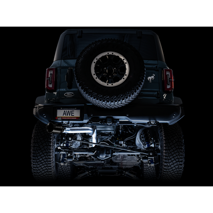 AWE Tuning 2021+ Ford Bronco 0FG Single Rear Exit Exhaust w/Diamond Black Tip & Bash Guard
