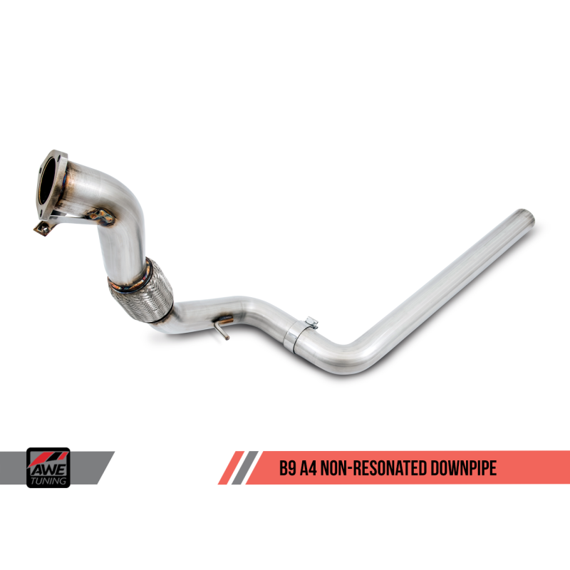 AWE Tuning Audi B9 A4 Track Edition Exhaust Dual Outlet - Chrome Silver Tips (Includes DP)