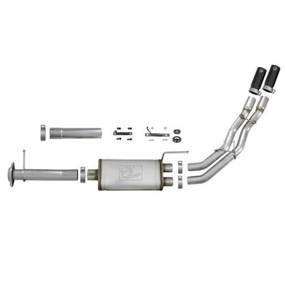 aFe Rebel Series Exht 3in SS Middle Side Exit CB w/ Black Tips 11-14 Ford F150 Ecoboost V6 3.5L (tt)