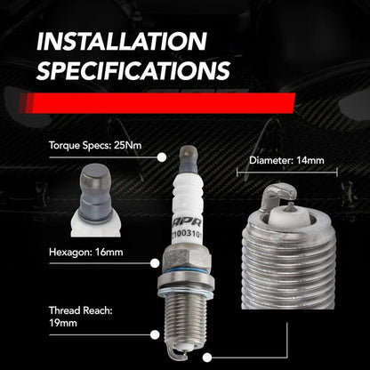 APR EA888.1/2/EA837/EA113 Iridium Pro Spark Plug - Heat Range 9 - 14mm x 19mm x 16mm - SINGLE