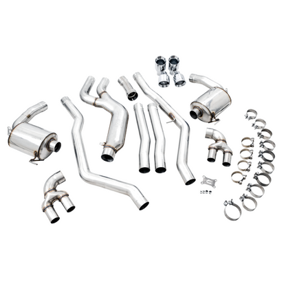 AWE Tuning 2019+ BMW M340i (G20) Non-Resonated Touring Edition Exhaust - Quad Chrome Silver Tips