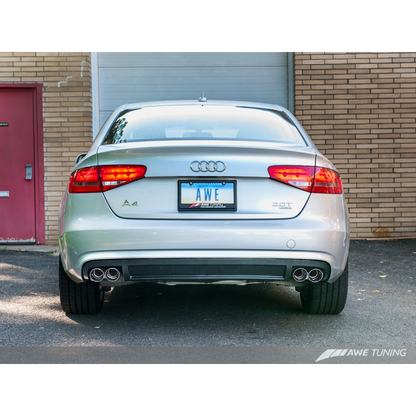 AWE Tuning Audi B8 A4 Touring Edition Exhaust - Quad Tip Polished Silver Tips - Does Not Fit Cabrio