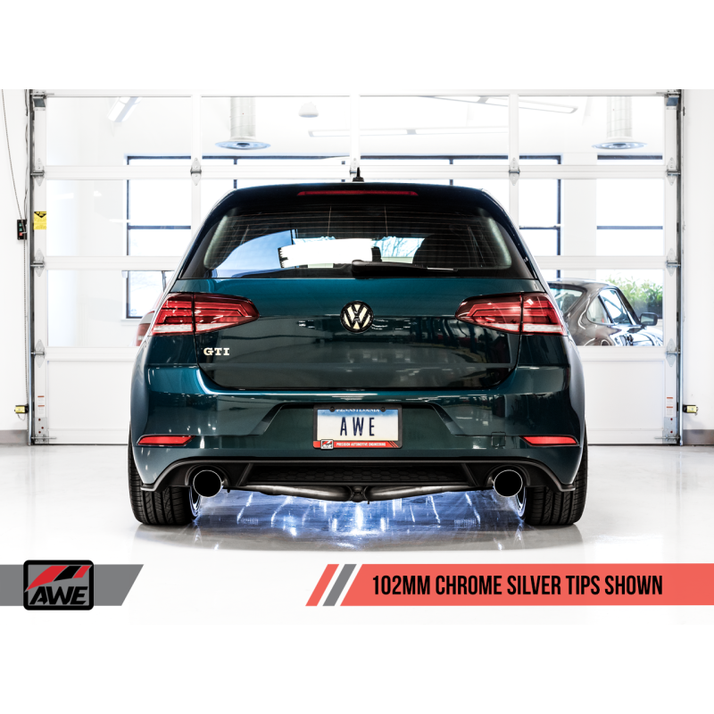 AWE Tuning Volkswagen GTI MK7.5 2.0T Track Edition Exhaust w/Chrome Silver Tips 102mm