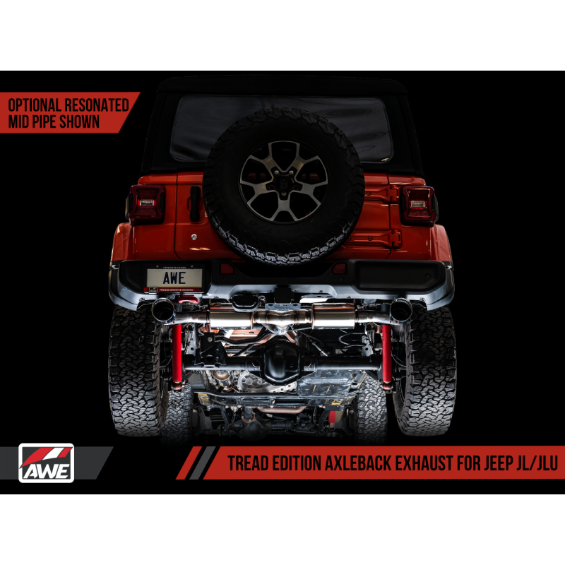 AWE Tuning 2018+ Jeep Wrangler JL/JLU Tread Edition Axle-Back Dual Exhaust - Chrome Silver Tips