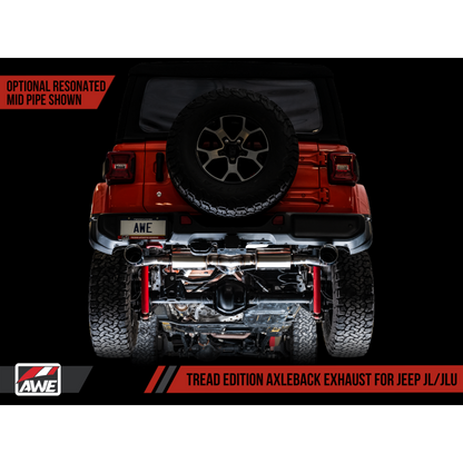 AWE Tuning 2018+ Jeep Wrangler JL/JLU Tread Edition Axle-Back Dual Exhaust - Diamond Black Tips