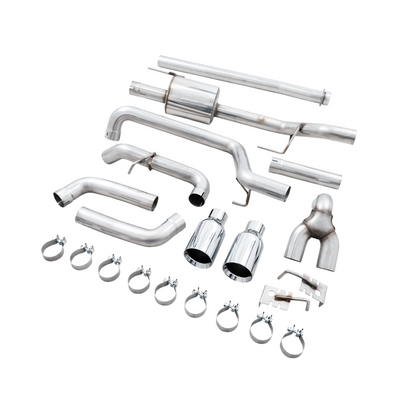 AWE 0FG 21+ Ford F150 Dual Split Rear Exhaust - 5in Chrome Silver Tips