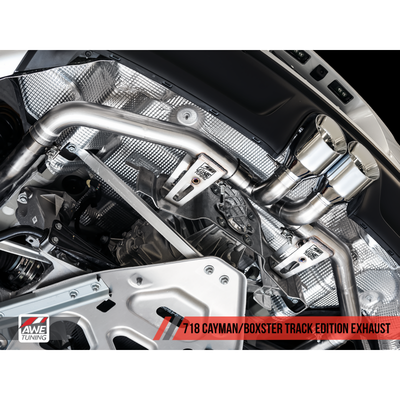 AWE Tuning Porsche 718 Boxster / Cayman Track Edition Exhaust - Chrome Silver Tips