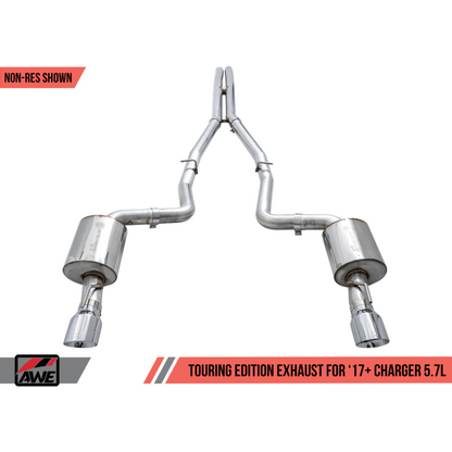AWE Tuning 2017+ Dodge Charger 5.7L Touring Edition Exhaust - Non-Resonated - Diamond Black Tips