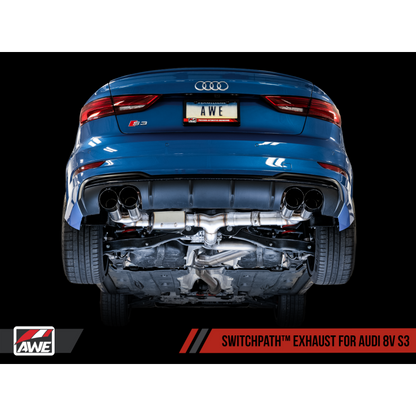 AWE Tuning Audi 8V S3 SwitchPath Exhaust w/Diamond Black Tips 102mm