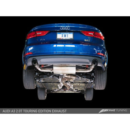 AWE Tuning Audi 8V A3 Touring Edition Exhaust - Dual Outlet Chrome Silver 90 mm Tips