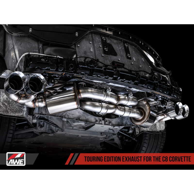 AWE Tuning 2020 Chevrolet Corvette (C8) Touring Edition Exhaust - Quad Chrome Silver Tips