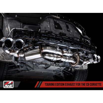 AWE Tuning 2020 Chevrolet Corvette (C8) Touring Edition Exhaust - Quad Chrome Silver Tips