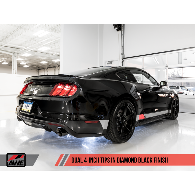 AWE Tuning S550 Mustang GT Cat-back Exhaust - Track Edition (Diamond Black Tips)