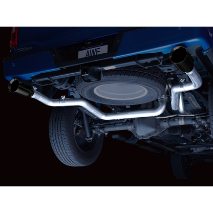 AWE 0FG 21+ Ford F150 Dual Split Rear Cat-Back Exhaust- 5in Diamond Black Tips