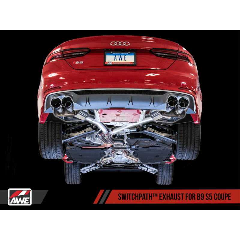 AWE Tuning Audi B9 S5 Coupe SwitchPath Exhaust w/ Chrome Silver Tips (102mm)