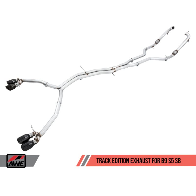 AWE Tuning Audi B9 S5 Sportback Track Edition Exhaust - Non-Resonated (Black 102mm Tips)