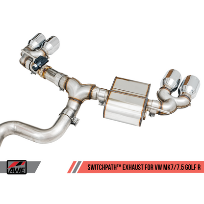 AWE Tuning Volkswagen Golf R MK7.5 SwitchPath Exhaust w/Chrome Silver Tips 102mm