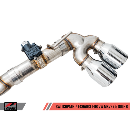AWE Tuning Volkswagen Golf R MK7.5 SwitchPath Exhaust w/Chrome Silver Tips 102mm