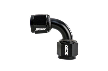 HPS Performance Black Aluminum 90 Degree AN Female to Female Swivel Coupling Adapter -3 -4 -6 -8 -10 -12