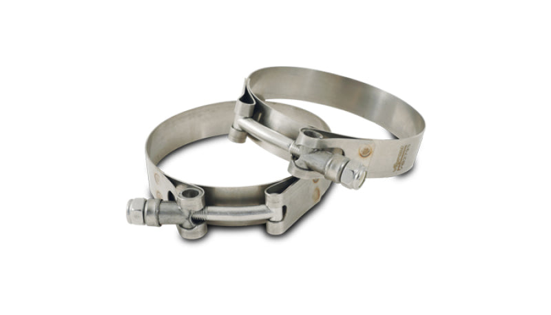 Vibrant SS T-Bolt Clamps Pack of 2 Size Range: 4.20in to 4.60in O.D. For use with 4in I.D. couplings