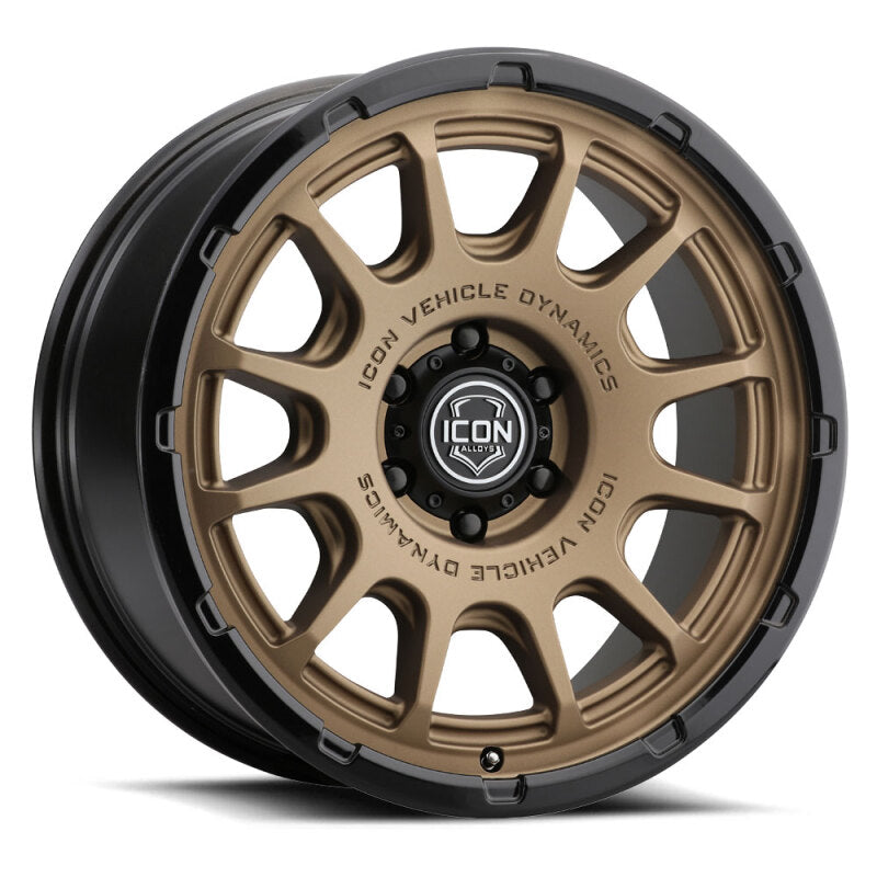 ICON Alloys Rancho 20x9 / 6x135 / 16mm / 5.625in BS Satin Bronze w/ Gloss Black Lip Wheel