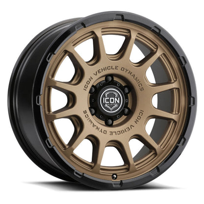 ICON Alloys Rancho 20x9 / 6x135 / 16mm / 5.625in BS Satin Bronze w/ Gloss Black Lip Wheel
