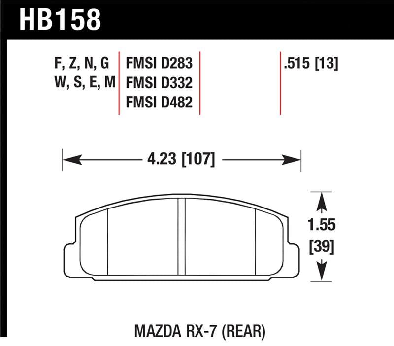 Hawk 03-05 Mazda 6 / 84-95 Mazda RX-7 DTC-60 Race Rear Brake Pads