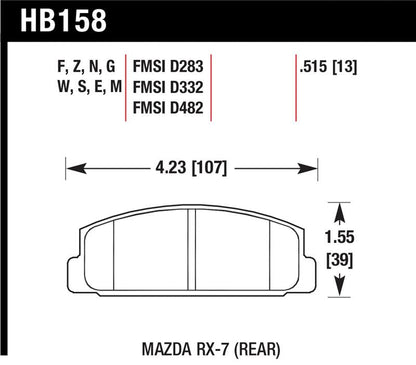Hawk 03-05 Mazda 6 / 84-95 Mazda RX-7 DTC-60 Race Rear Brake Pads