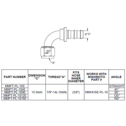 Mishimoto 120-Degree Push Lock Fitting -10AN