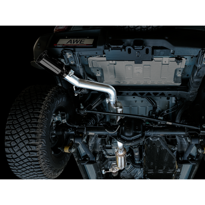 AWE Tuning 2021+ Ford Bronco 0FG Single Rear Exit Exhaust w/Diamond Black Tip & Bash Guard