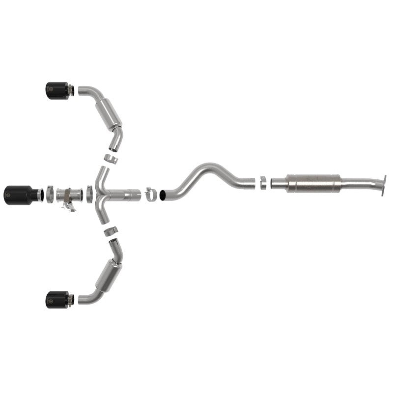 aFe 23-24 Toyota GR Corolla L3 1.6L (t) Gemini XV 3in to 2-1/2in Cat Back Exhaust w/ Black Tips