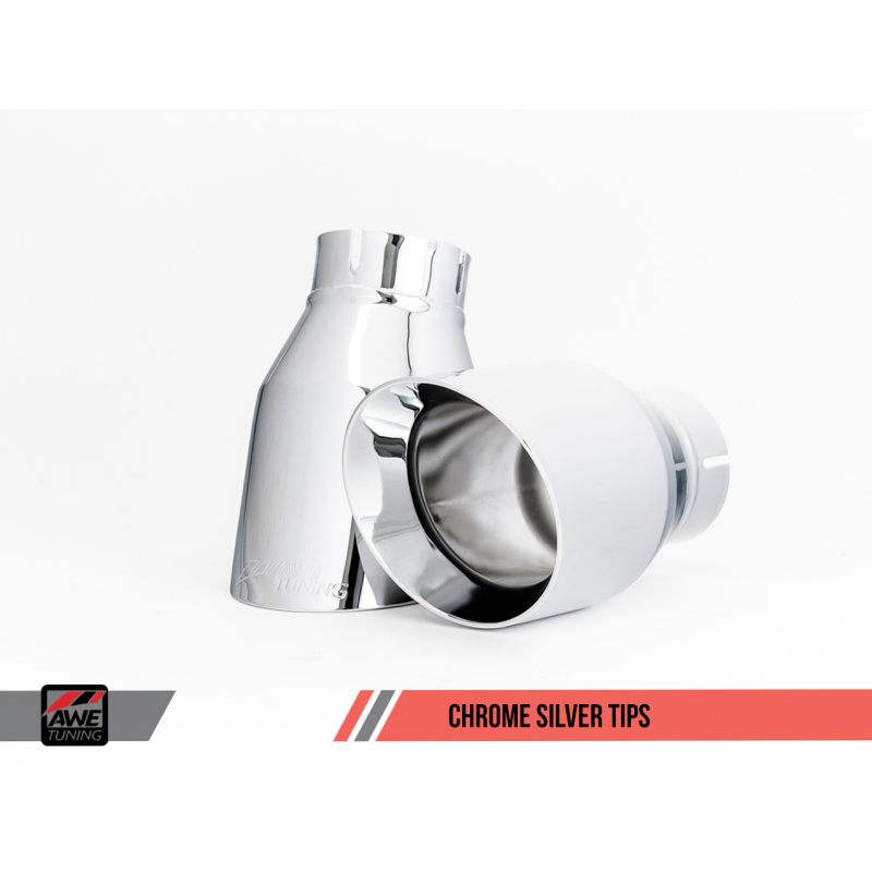 AWE Tuning BMW F3X 340i Touring Edition Axle-Back Exhaust - Chrome Silver Tips (90mm)
