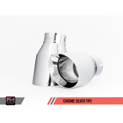 AWE Tuning BMW F3X 340i Touring Edition Axle-Back Exhaust - Chrome Silver Tips (90mm)