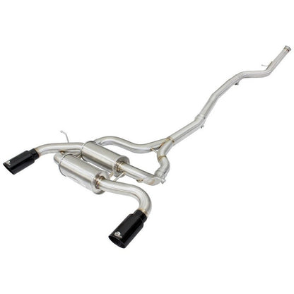 aFe MACHForce XP SS-304 Black Tip 2.5in Dia Cat Back Exhaust 12-14 BMW 335i (F30) 3.0L (t)