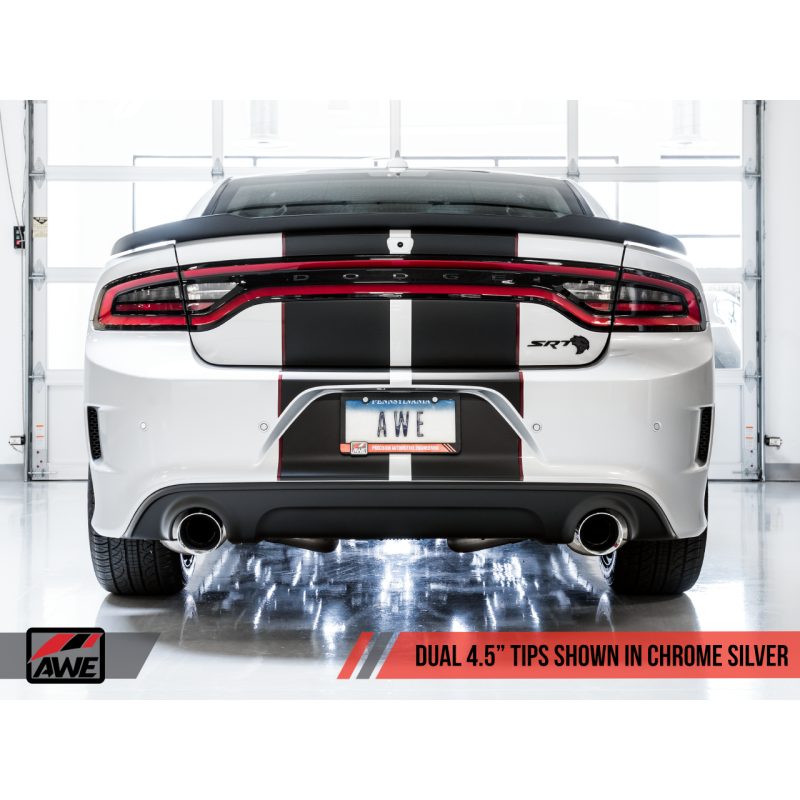 AWE Tuning 2015+ Dodge Charger 6.4L/6.2L SC Non-Resonated Touring Edition Exhaust - Silver Tips