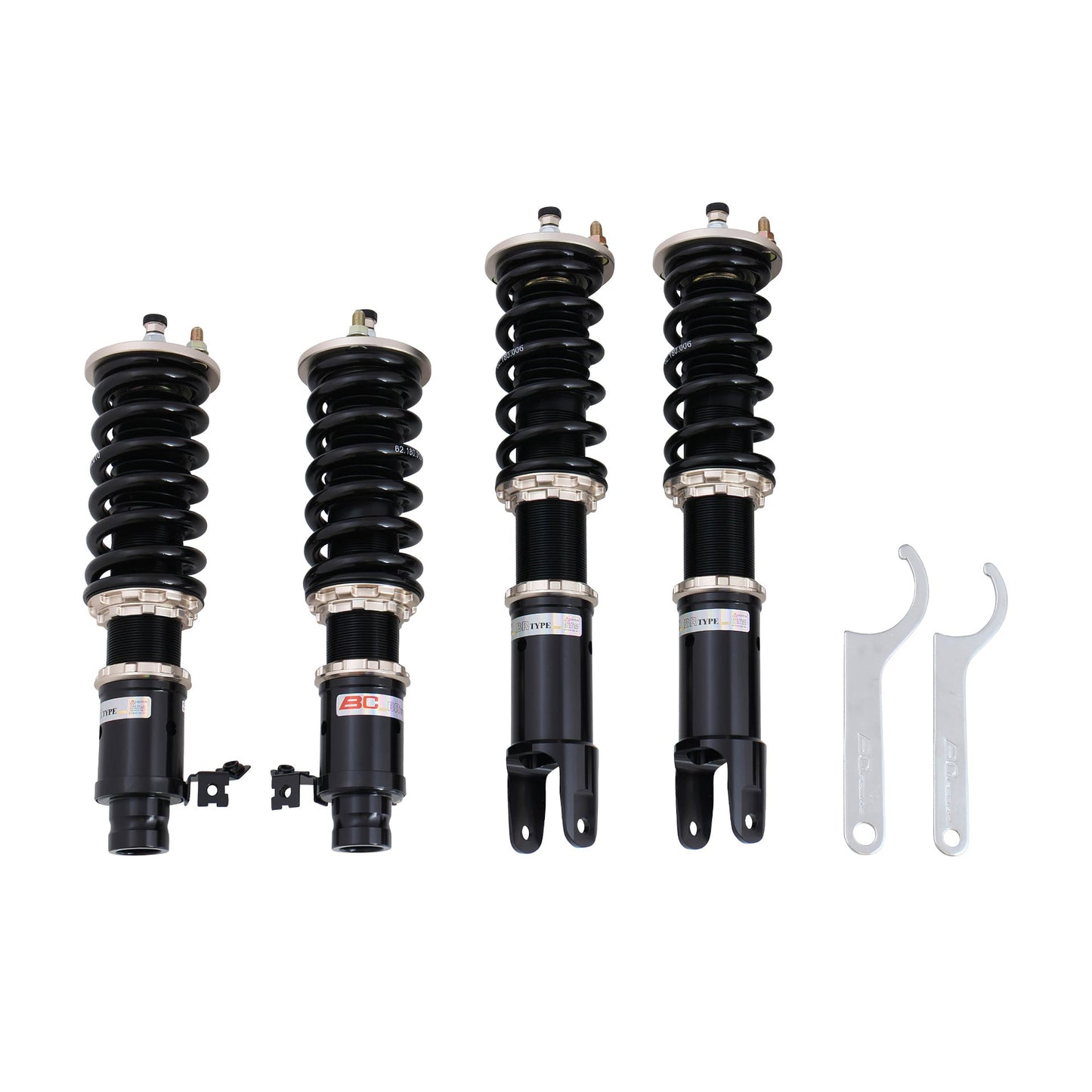 BC Racing coilovers on a white background