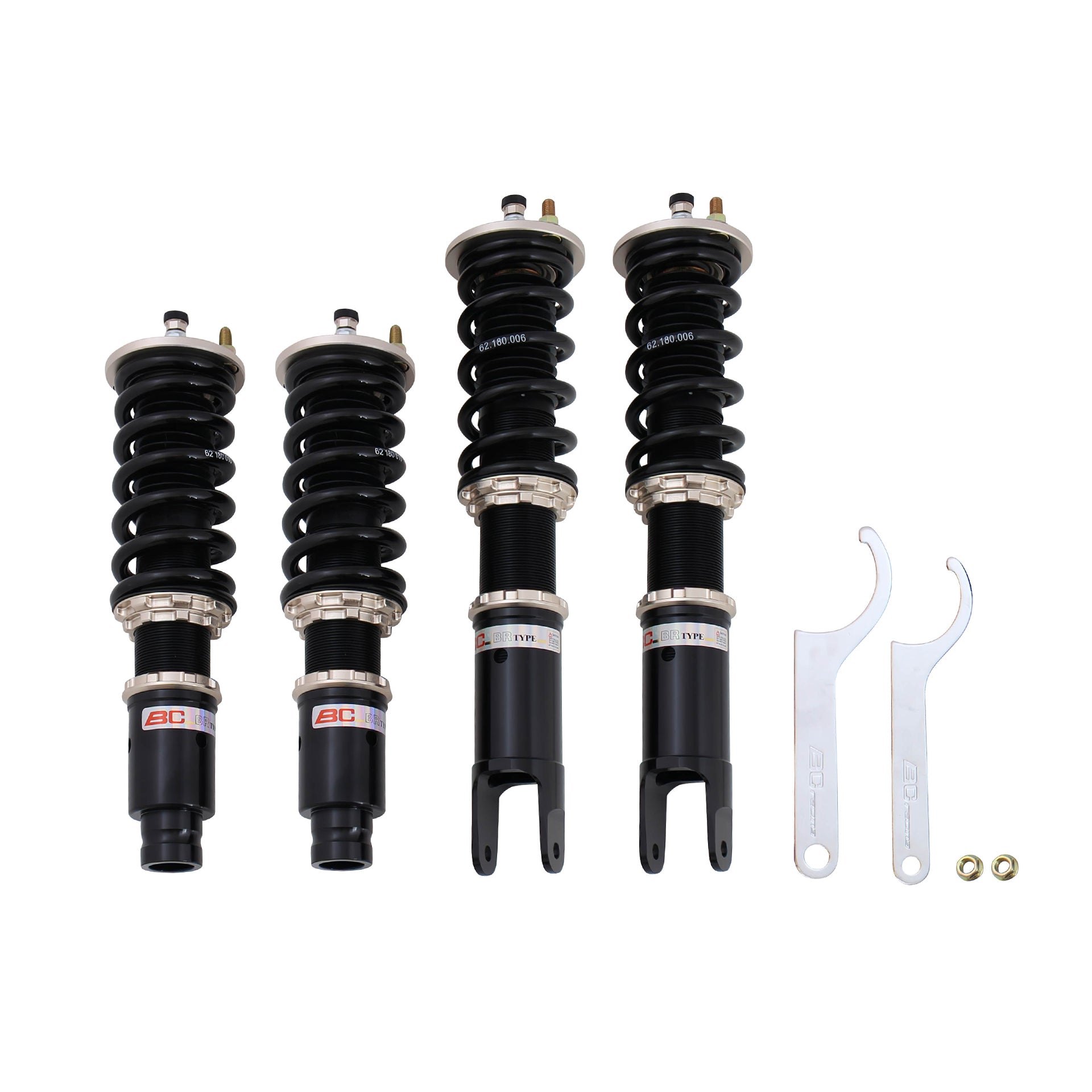 BC Racing coilovers on a white background